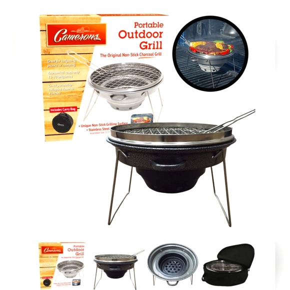 Camerons Portable Outdoor Grill with Carry Bag - Nonstick Stainless Steel NEW - Picture 1 of 6